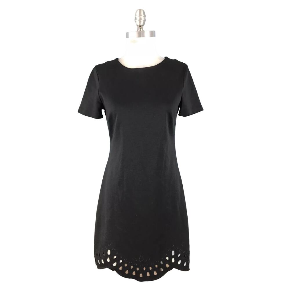 Banana Republic Ladies Dress Black Scalloped Eyelete Hem Medium